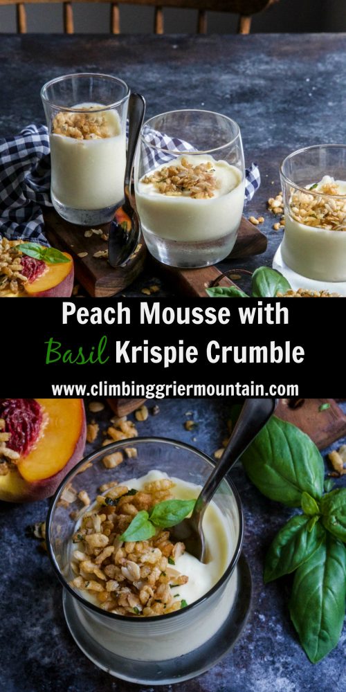 Peach Mousse with Basil Krispie Crumble