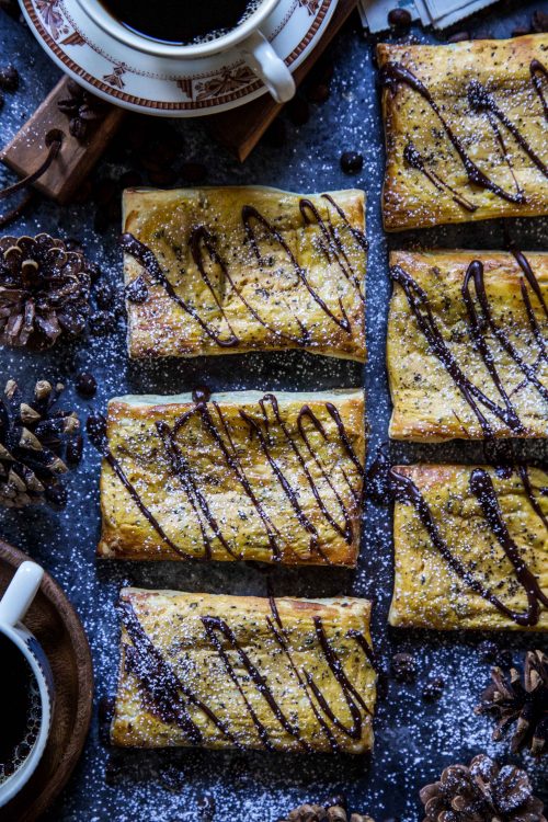 Pumpkin Coffee Danish with Chocolate Maple Icing