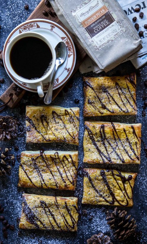 Pumpkin Coffee Danish with Chocolate Maple Icing