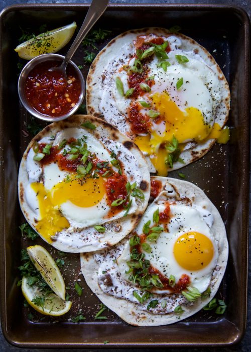 Za'atar Fried Egg Tacos with Chile Sauce