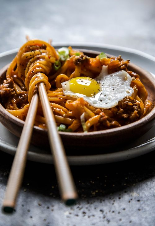 Pork & Kimchi Udon Noodles