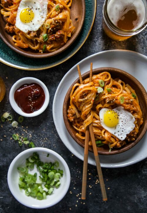 Pork & Kimchi Udon Noodles