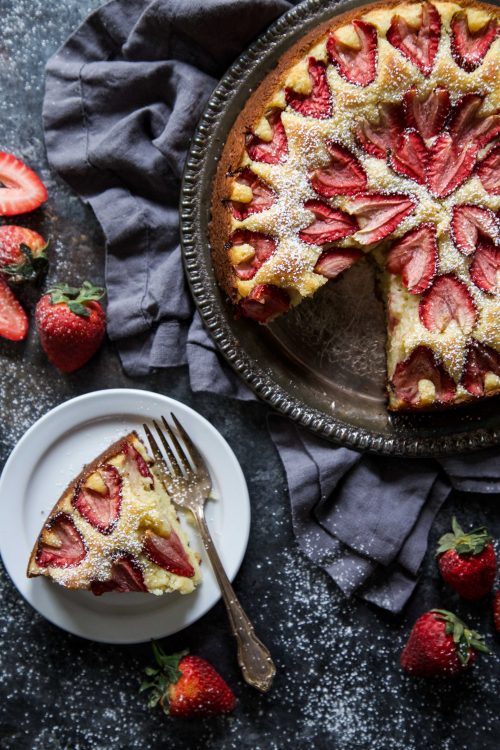 Roasted Strawberry Ricotta Cake