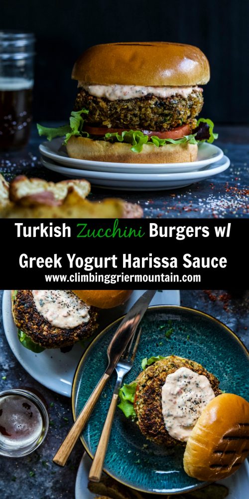 Turkish Zucchini Burgers with Greek Yogurt Harissa Sauce