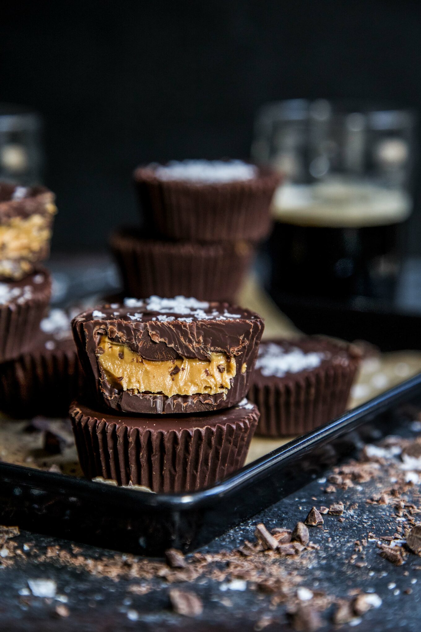 Dark Chocolate Peanut Butter Guinness Cups - The Curious Plate