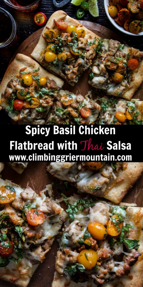 Spicy Basil Chicken Flatbread with Thai Salsa