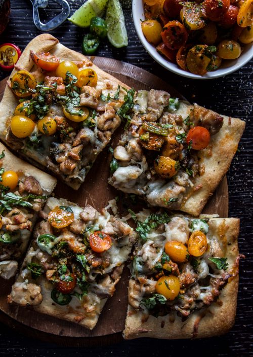 Spicy Basil Chicken Flatbread with Thai Salsa