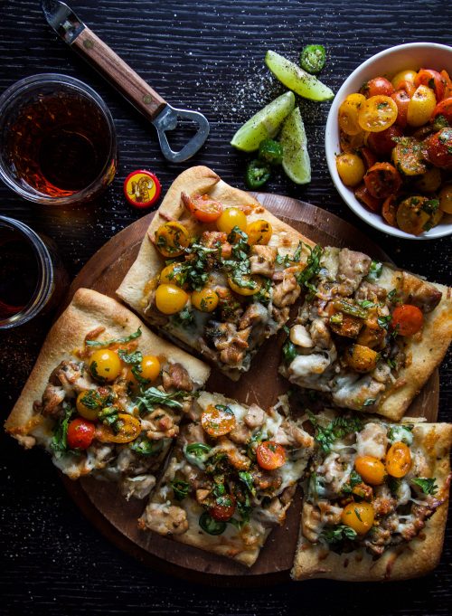 Spicy Basil Chicken Flatbread with Thai Salsa