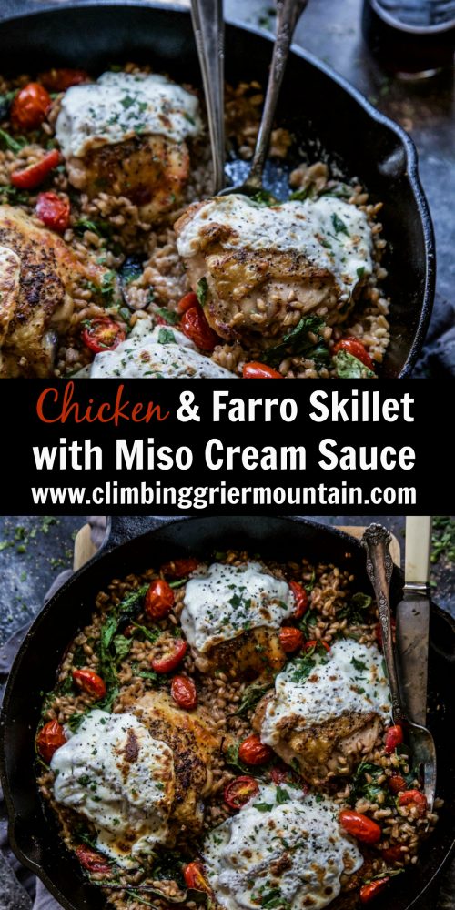 Chicken and Farro Skillet with Miso Cream Sauce