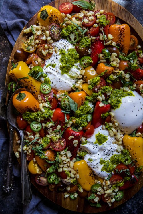 Pepper Caprese Salad with Turmeric Dressing