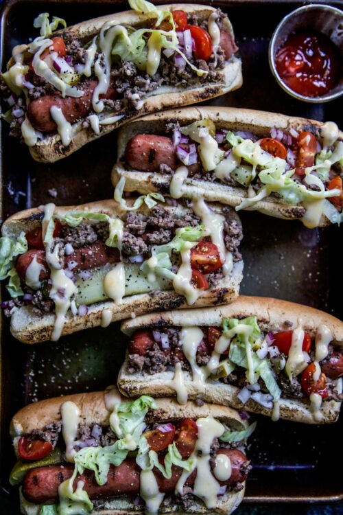 Loaded Cheeseburger Hot Dogs