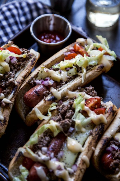 Loaded Cheeseburger Hot Dogs