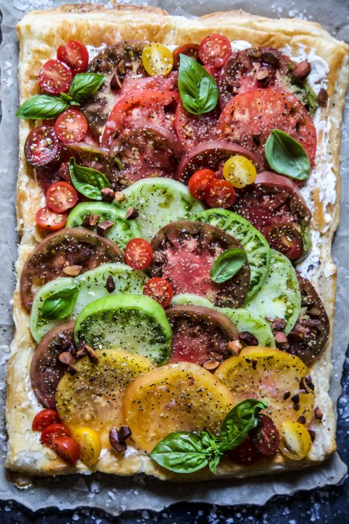 Easy Tomato Tart with Almond Vinaigrette