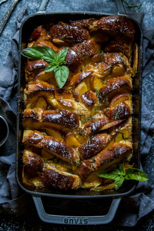 Peach Basil French Toast Bake