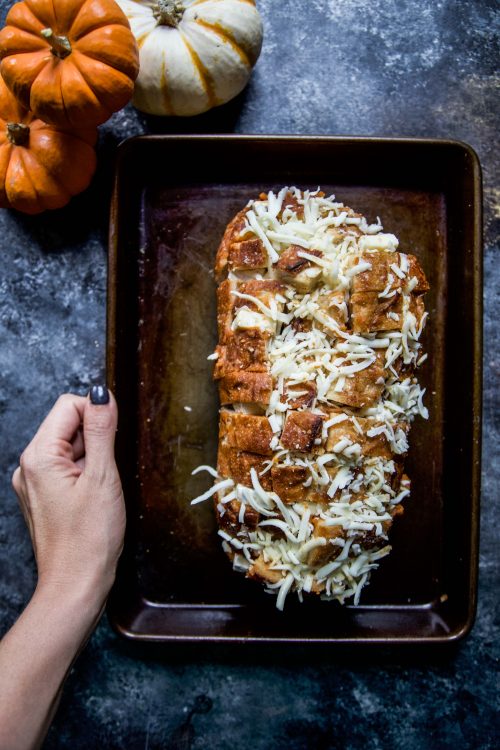 Three Cheese Pumpkin Pull-Apart Bread