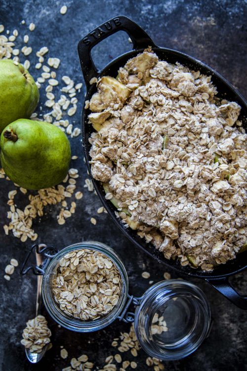 Ginger Pear Oatmeal Cookie Crisp