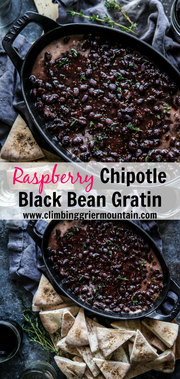 Raspberry Chipotle Black Bean Gratin