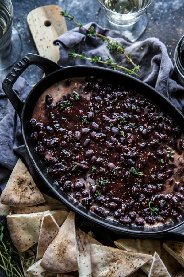 Raspberry Chipotle Black Bean Gratin