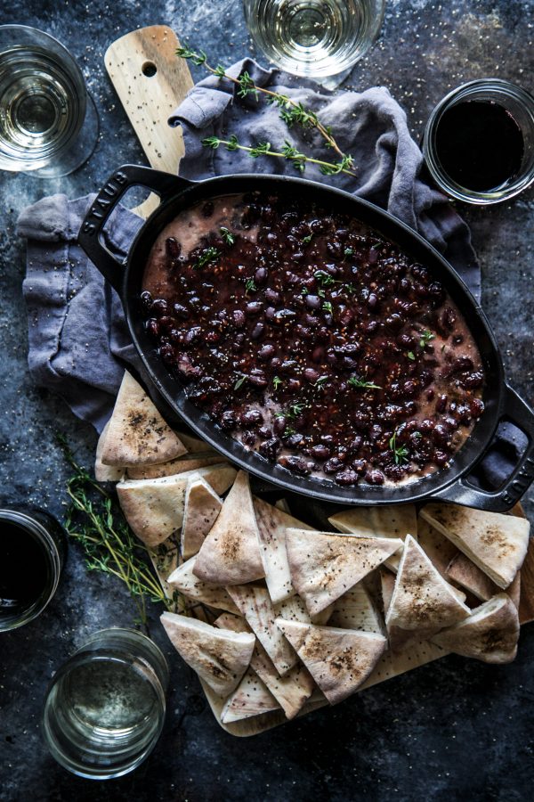 Raspberry Chipotle Black Bean Gratin