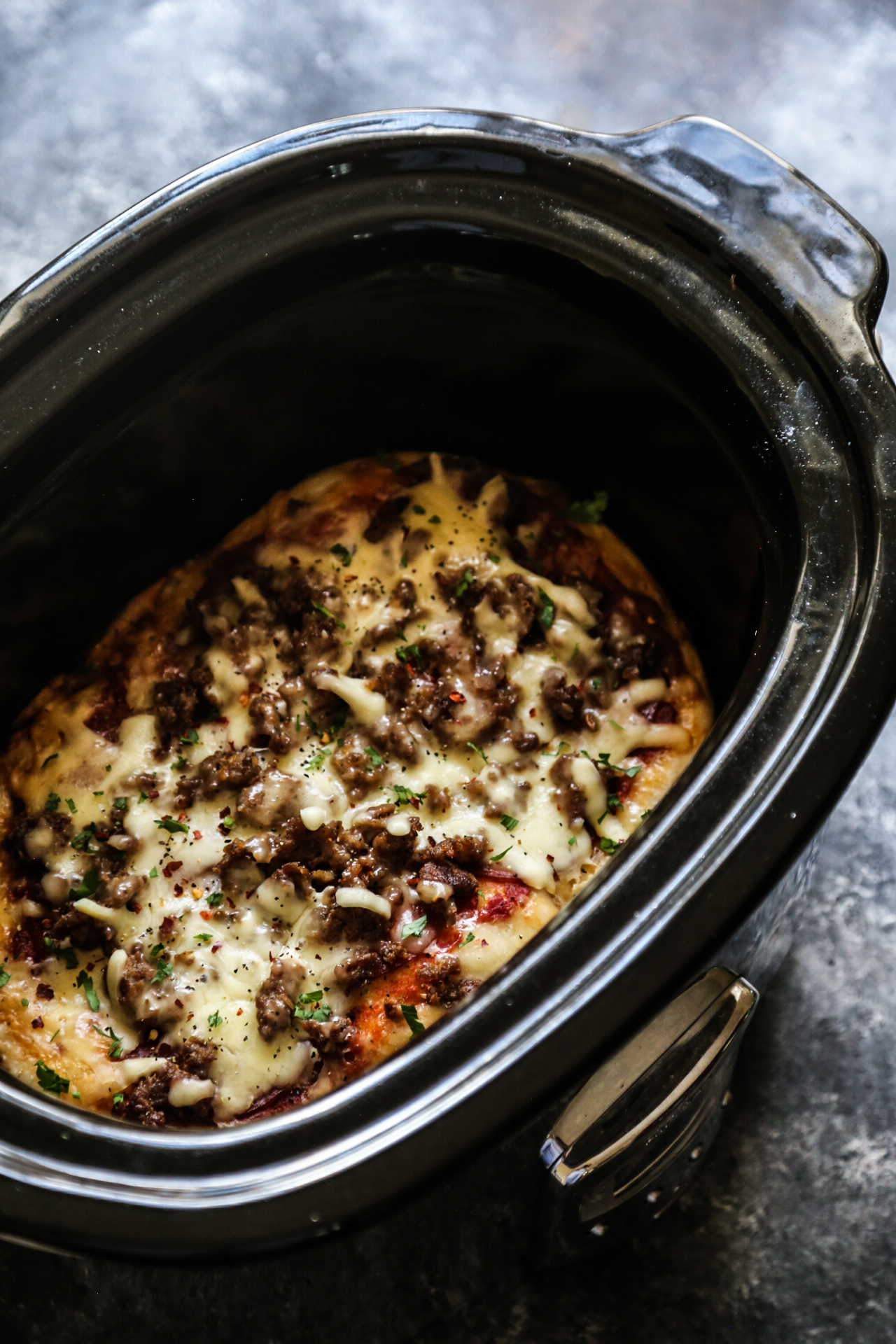 Slow Cooker Meat Lovers Pizza - The Curious Plate