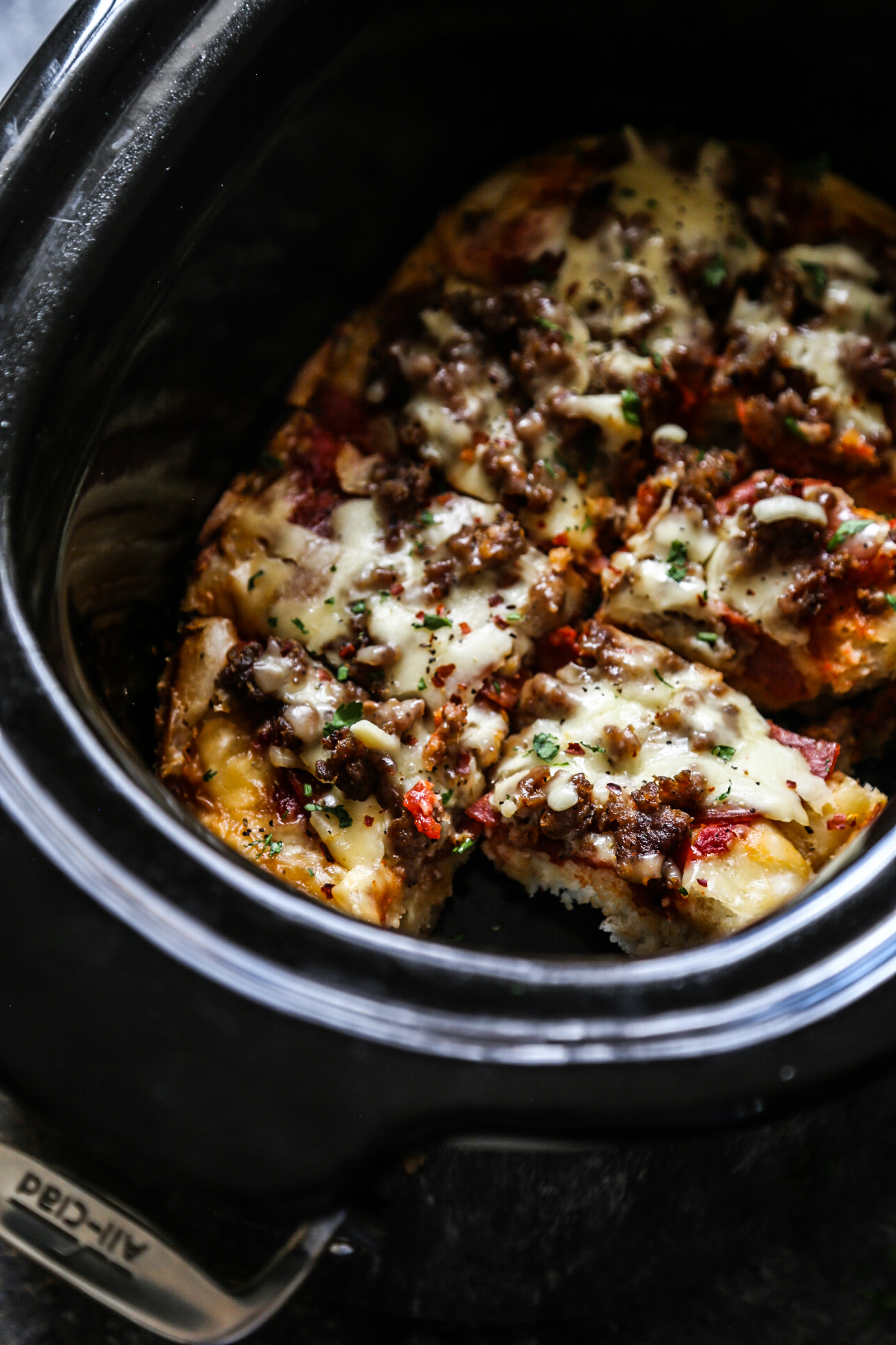 Meat Lover's Crock Pot Pizza Dip • Bread Booze Bacon