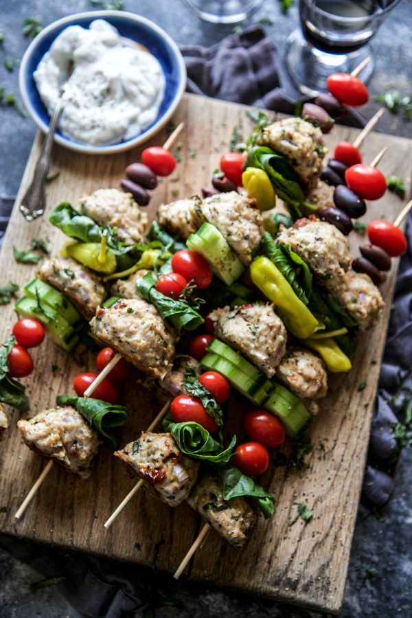 Mediterranean Chicken Meatball Skewers