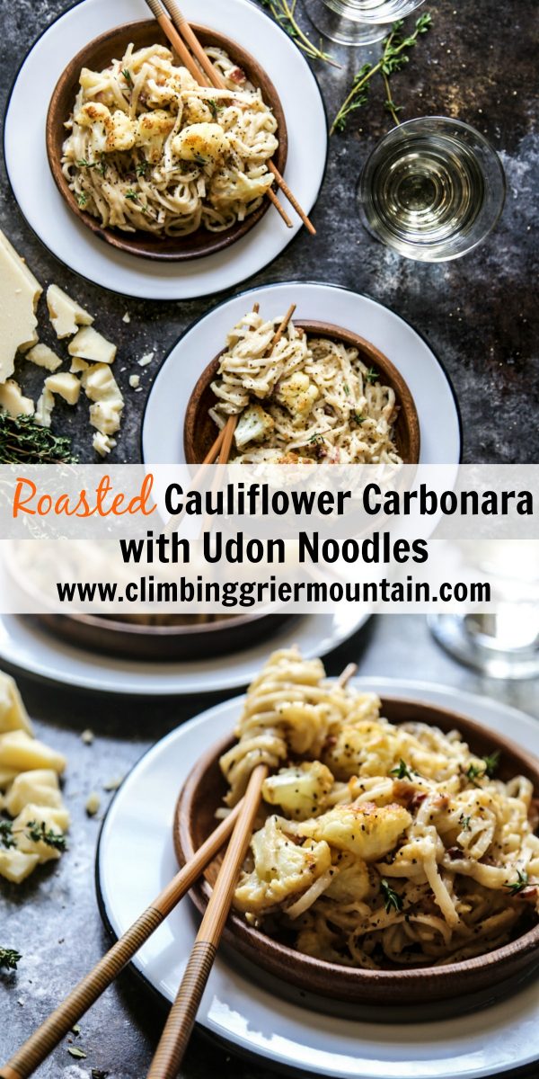 Roasted Cauliflower Carbonara with Udon Noodles