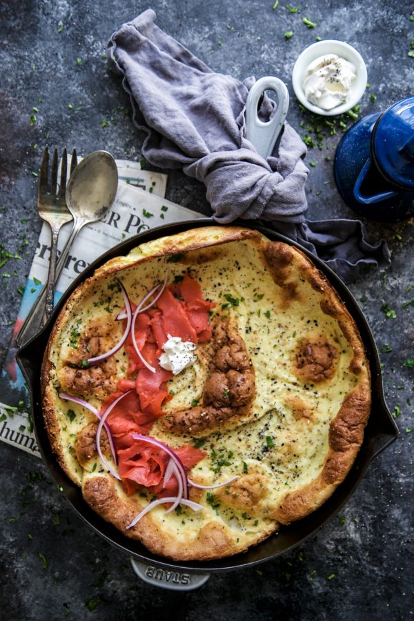 Everything Bagel Dutch Baby with Lox