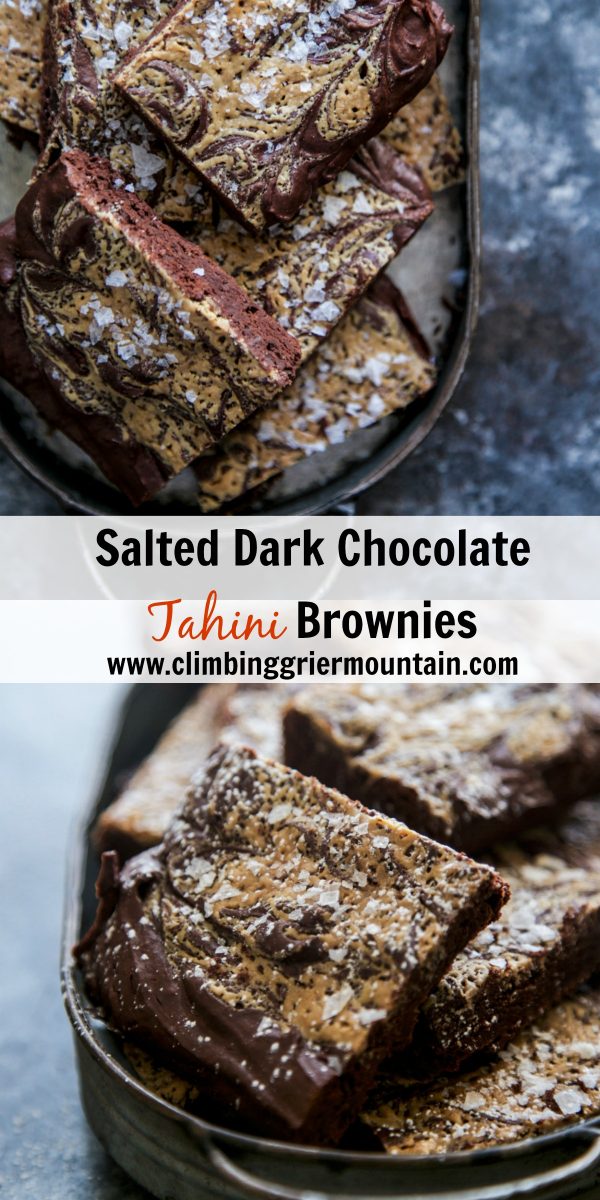 Salted Dark Chocolate Tahini Brownies