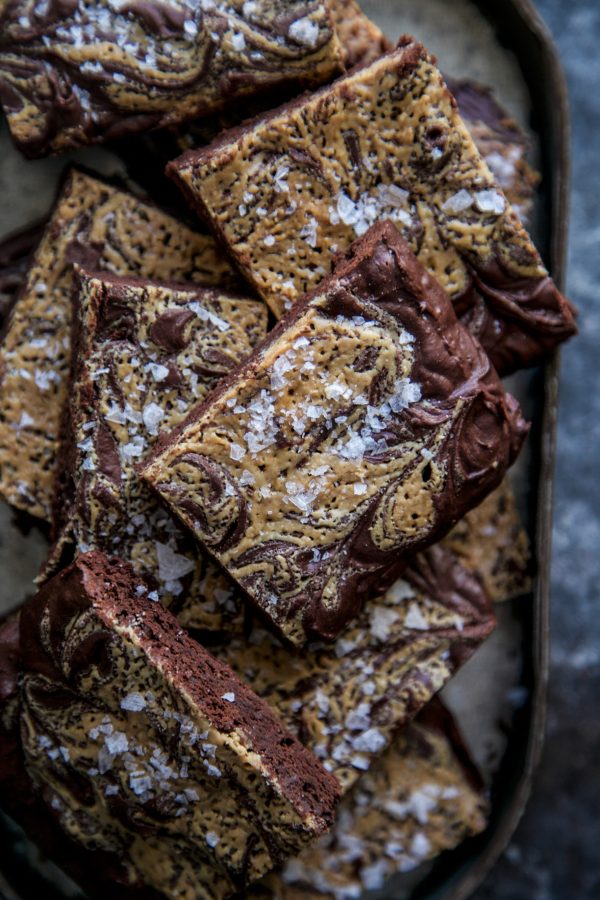 Salted Dark Chocolate Tahini Brownies