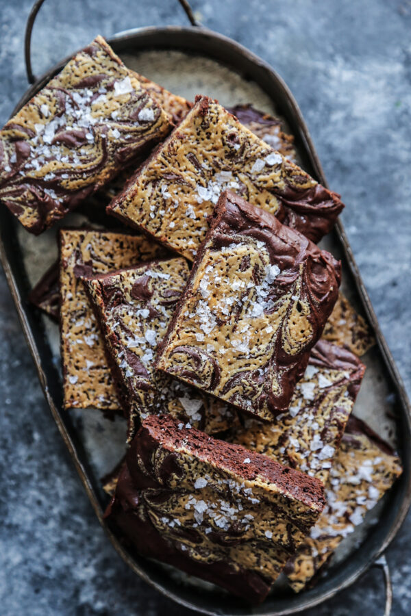 Salted Dark Chocolate Tahini Brownies