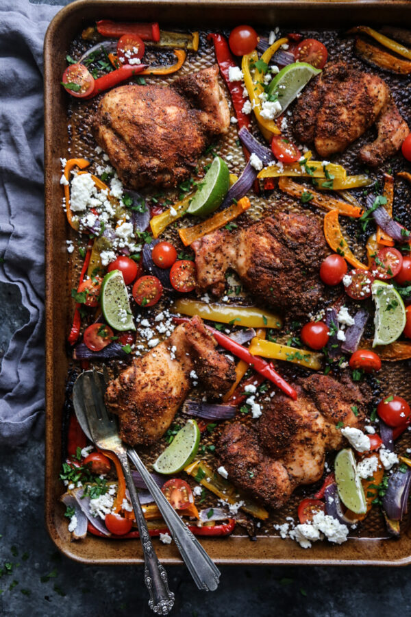 Sheet Pan Chicken Shawarma Fajitas