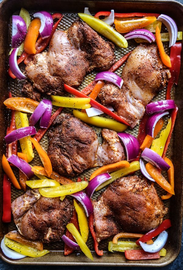 Sheet Pan Chicken Shawarma Fajitas