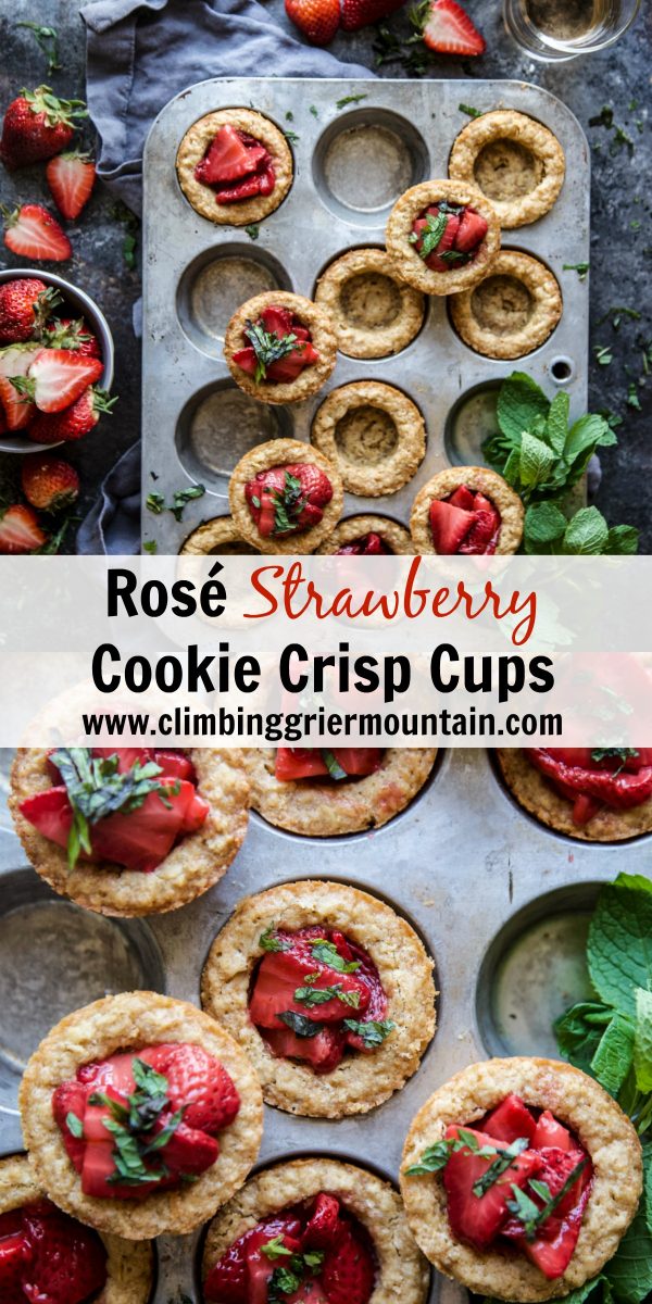 Rosé Strawberry Cookie Crisp Cups