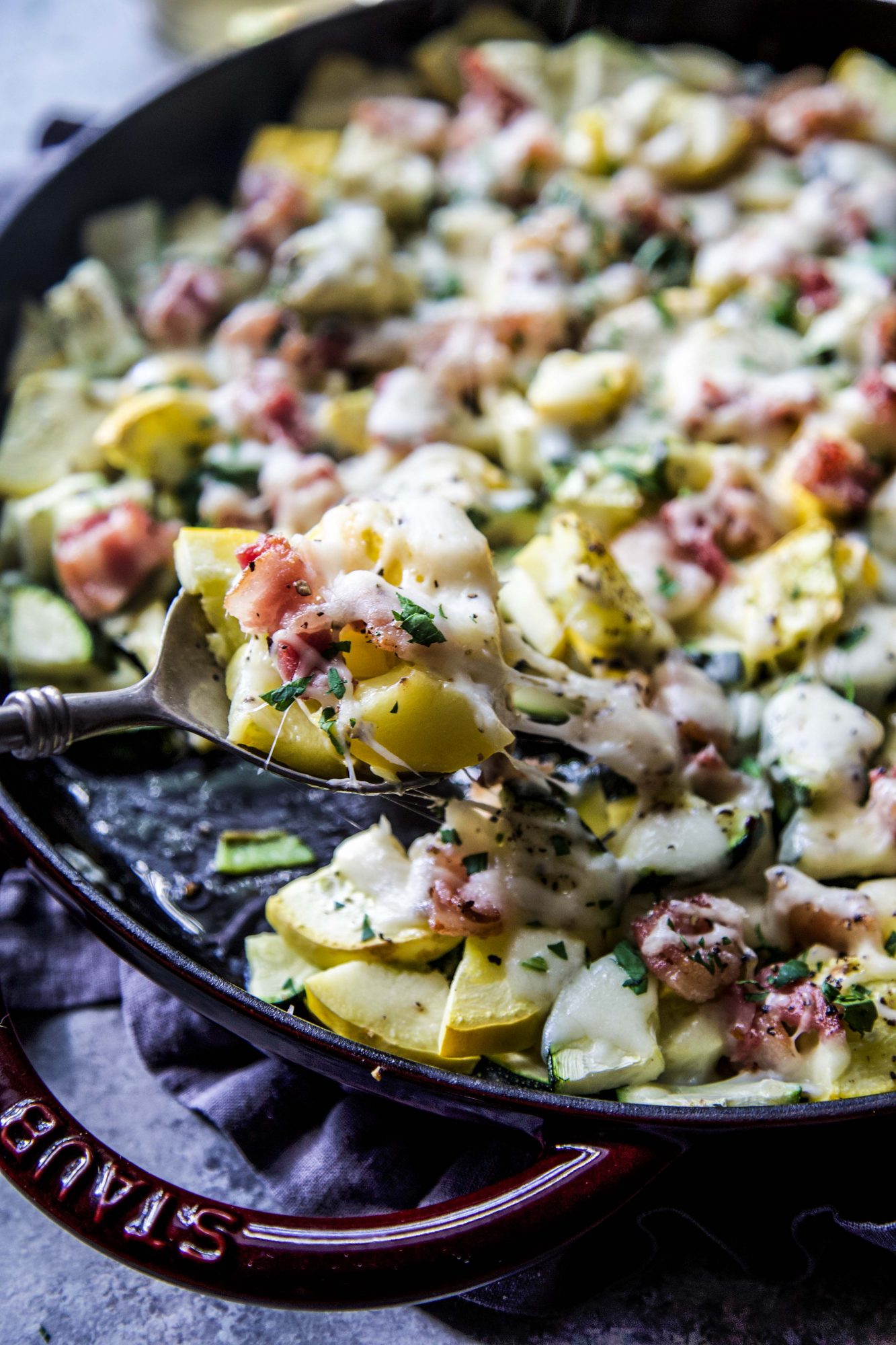 Cheesy Bacon Summer Squash