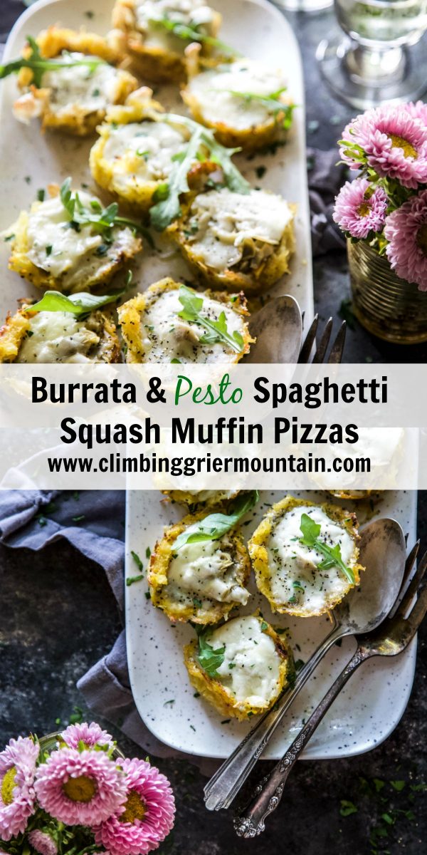 Burrata & Pesto Spaghetti Squash Muffin Pizzas