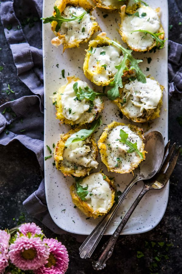 Burrata & Pesto Spaghetti Squash Muffin Pizzas