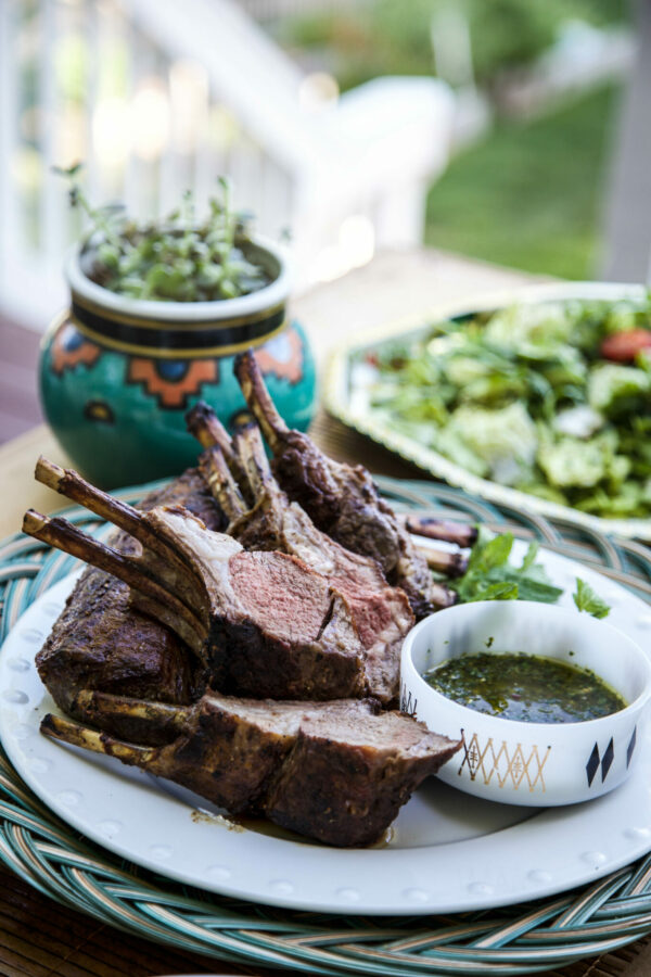 Grilled Rack of Lamb with Mint Chimichurri