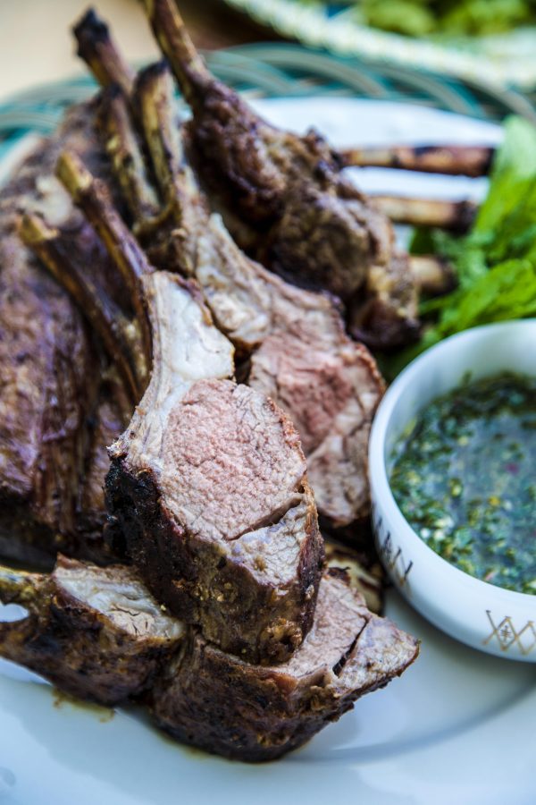 Grilled Rack of Lamb with Mint Chimichurri