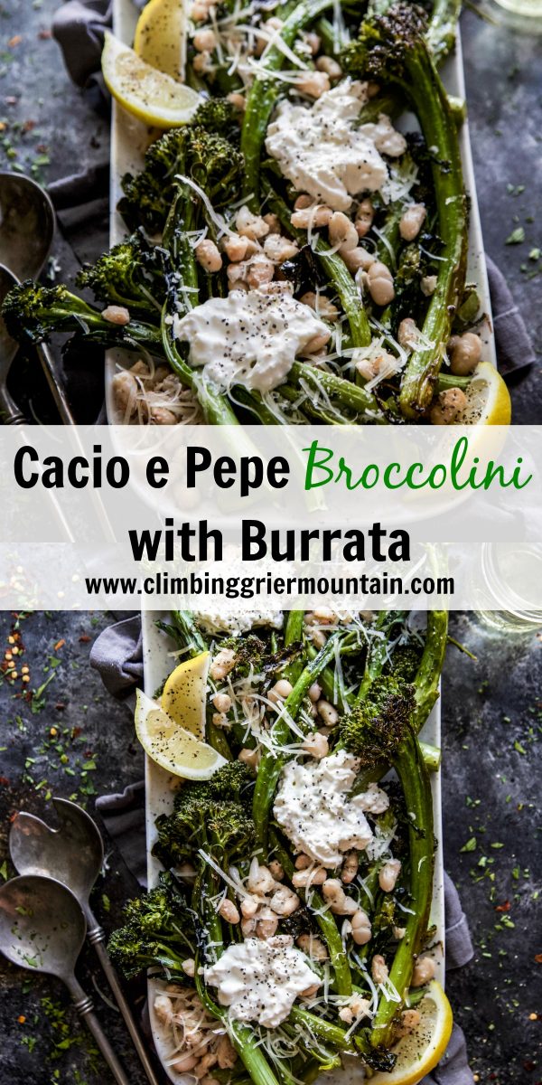 Cacio e Pepe Broccolini with Burrata