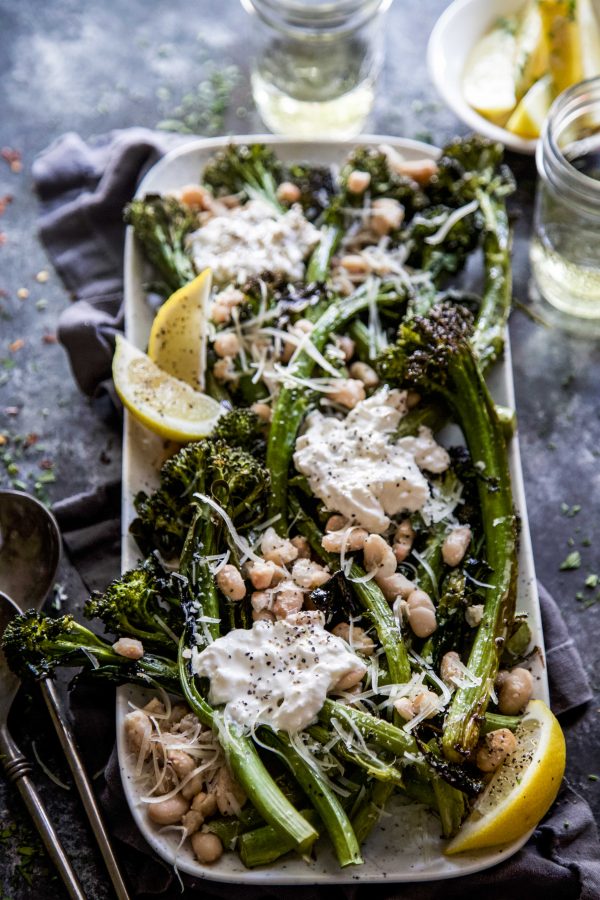 Cacio e Pepe Broccolini with Burrata