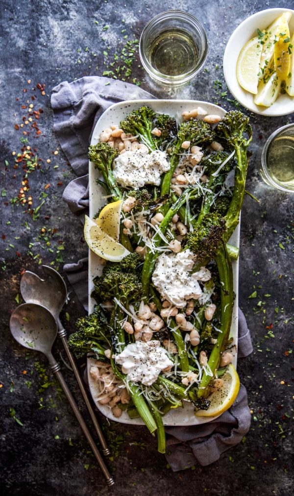 Cacio e Pepe Broccolini with Burrata