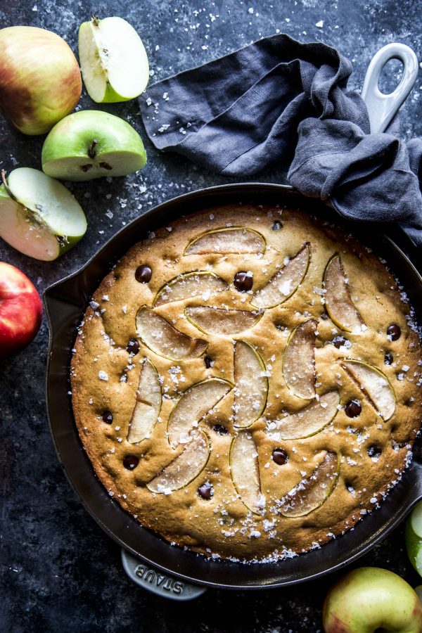 Salted Chocolate Chip Apple Skillet Cookie