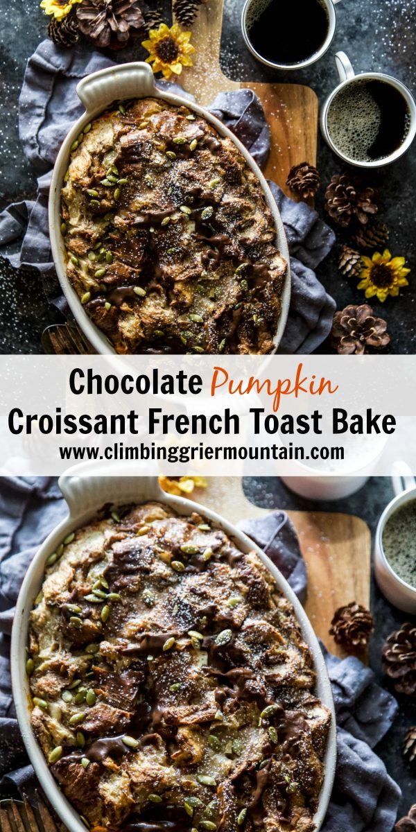 Chocolate Pumpkin Croissant French Toast Bake