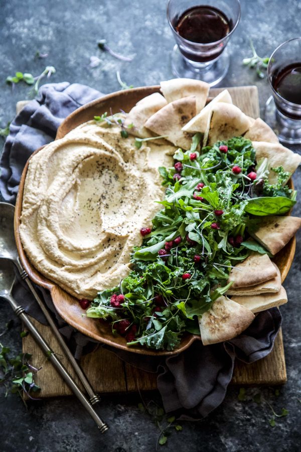 Sweet Potato Hummus with Harvest Greens