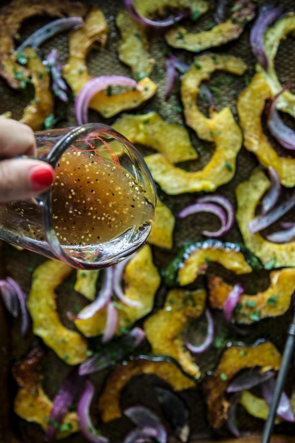 Sheet Pan Roasted Squash with Cider Vinaigrette