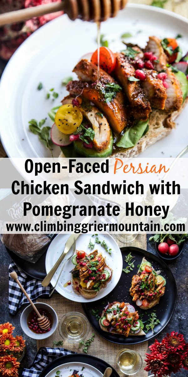 Open-Faced Persian Chicken Sandwich with Pomegranate Honey