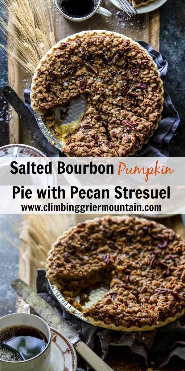 Salted Bourbon Pumpkin Pie with Pecan Stresuel