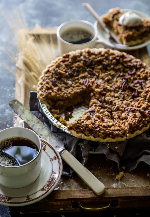 Salted Bourbon Pumpkin Pie with Pecan Stresuel