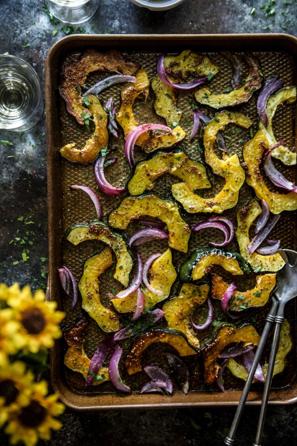 Sheet Pan Roasted Squash with Cider Vinaigrette